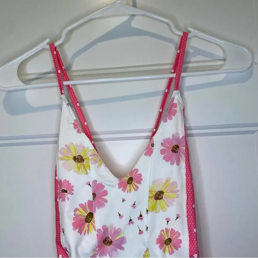 LoveShackFancy Shailee Floral One-Piece Swimsuit Bright Peony Pink XS NWT